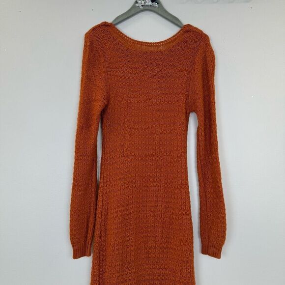 Pamela Love Fringe Burnt Orange Rust Long Sleeves Sweater Dress S 🪷 - Picture 8 of 13